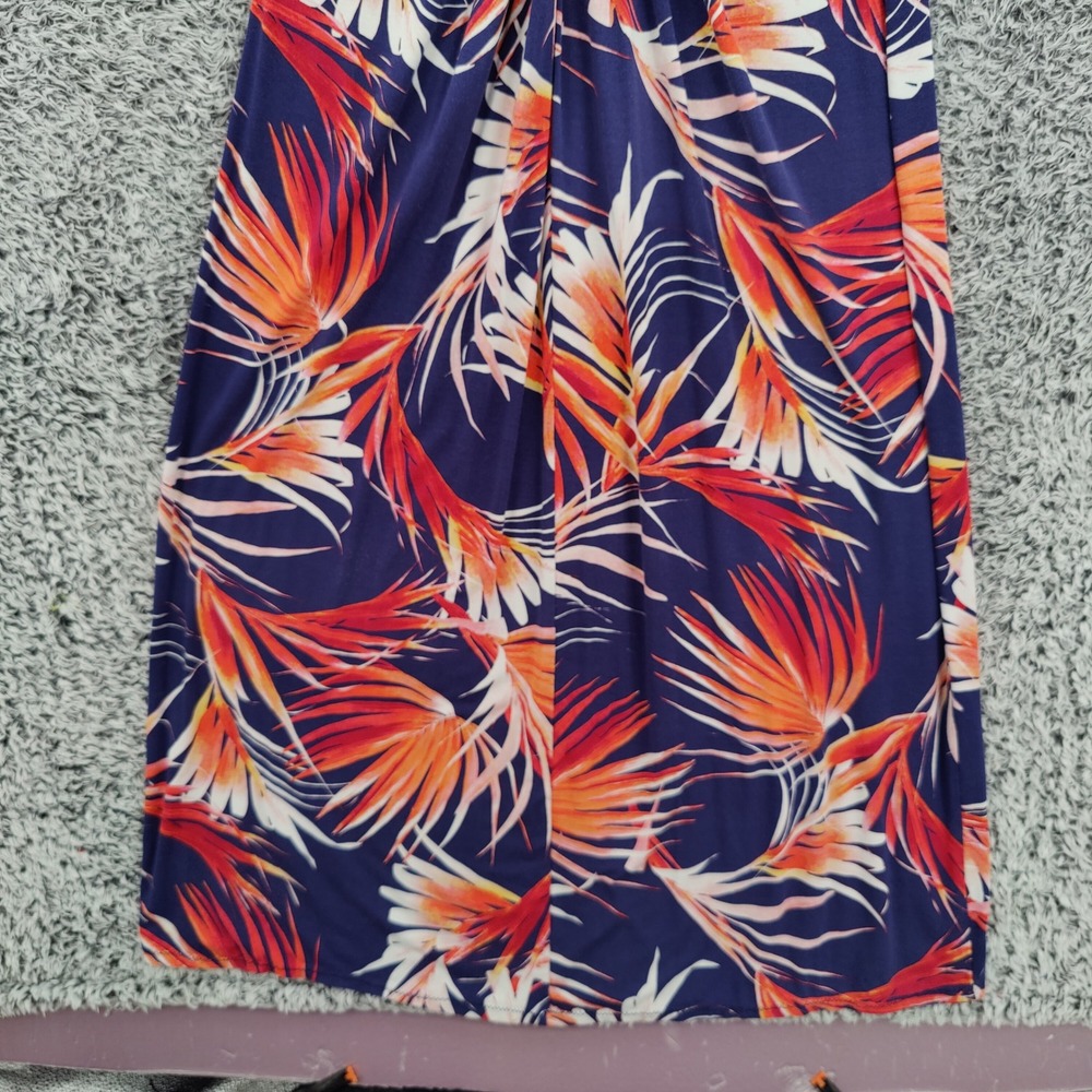 Tommy Bahama Womens Coastal Resort Tropical Maxi Dress L Blue Orange Palm Leaf - Picture 9 of 13